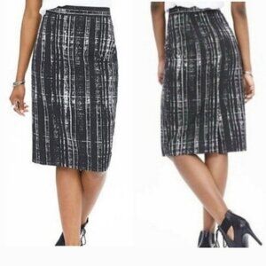 Banana Republic  Size 4 Black and White Marble Sloan Pencil Skirt Below Knee